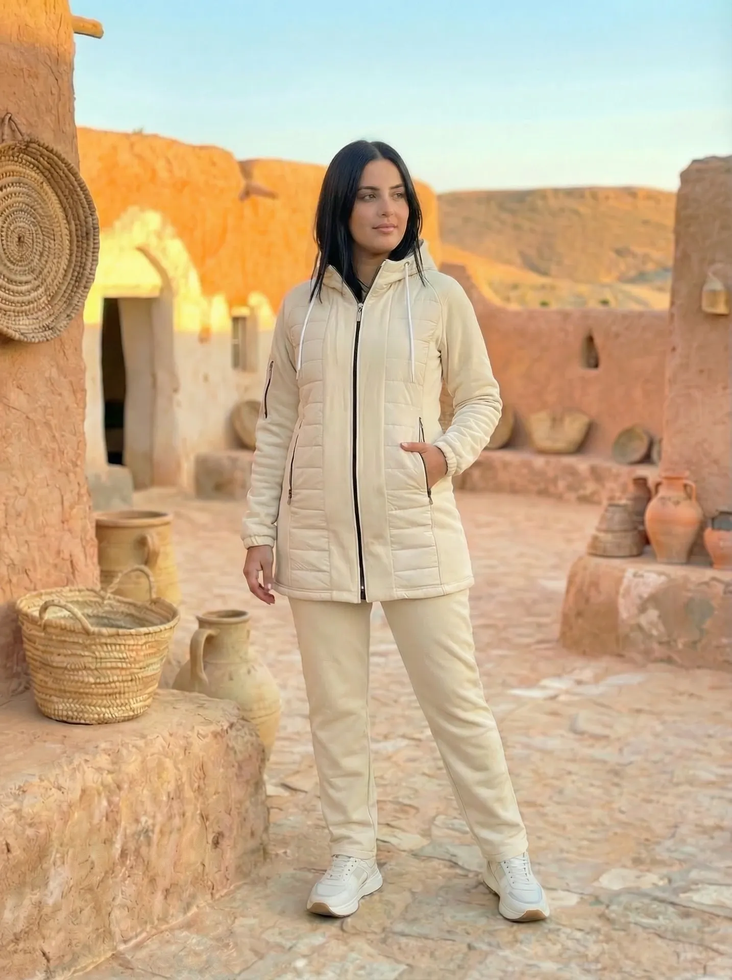 ensemble matelassé (BEIGE, M)